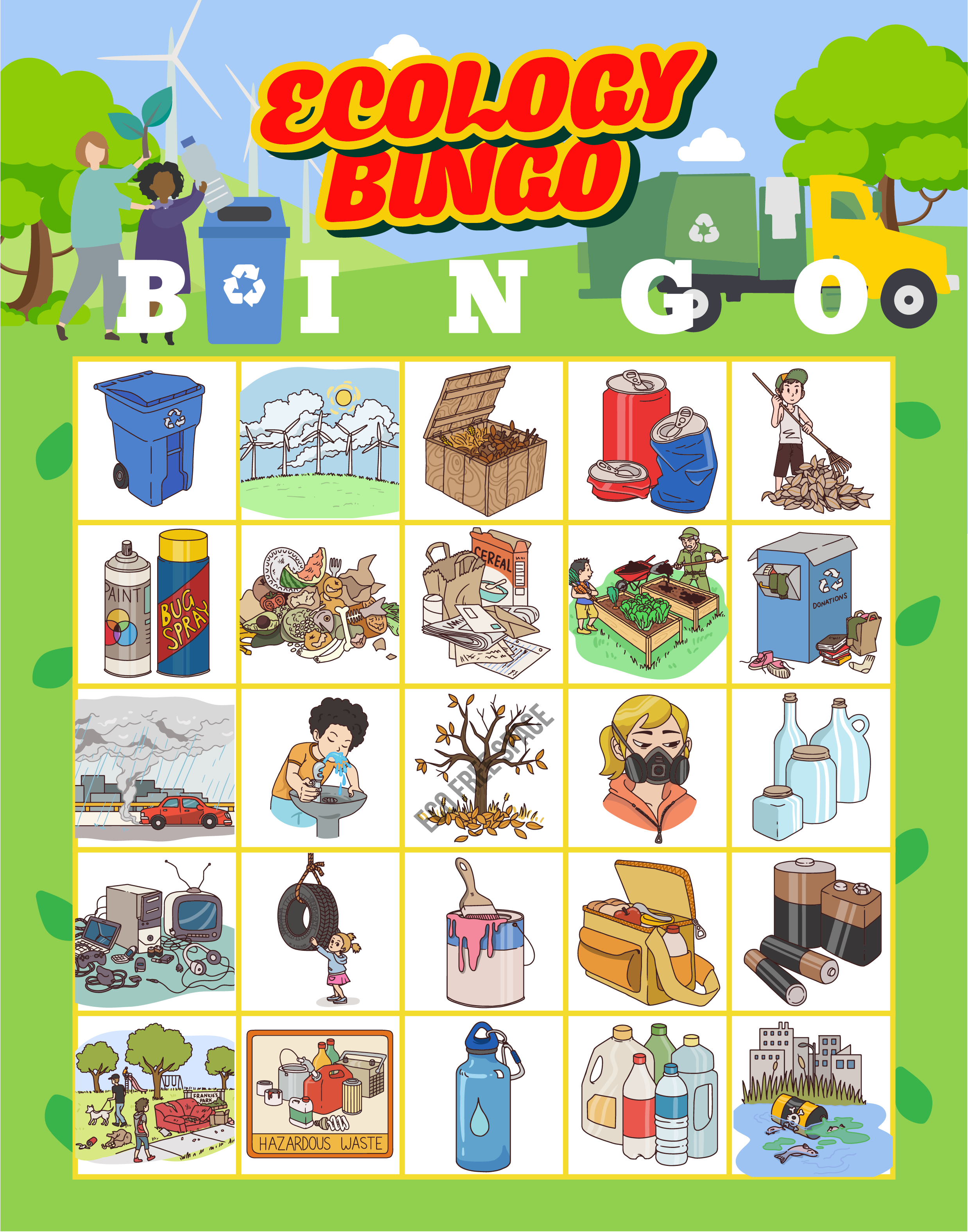 ECOLOGY BINGO BOARD