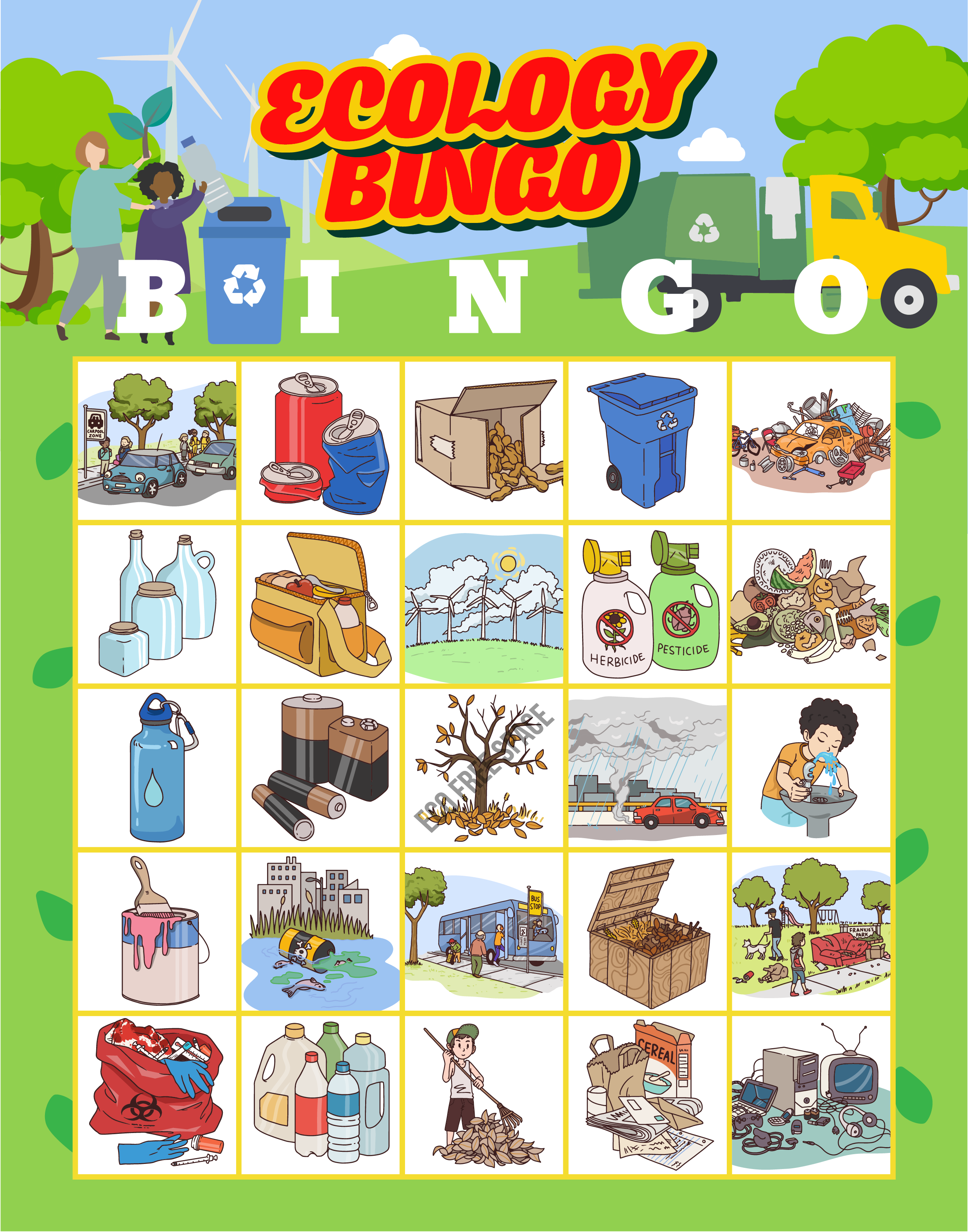 ECOLOGY BINGO BOARD